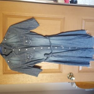 Cruel Girl denim pearl snap dress medium